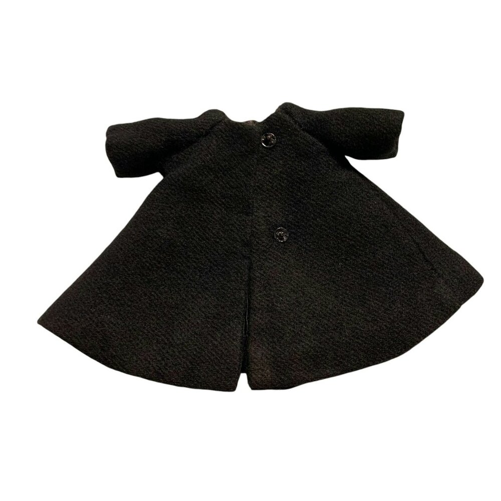 Vintage Barbie Black Wool style Blend Coat Satin Lining & Button Closure